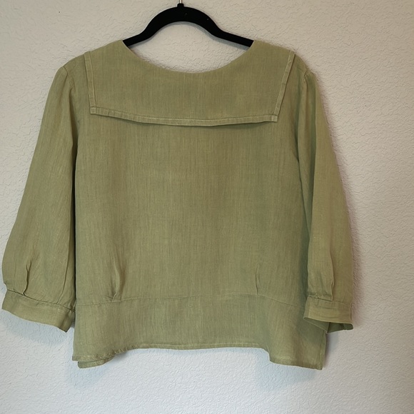 FLAX Linen Top in Green-Vintage! - Picture 2 of 3